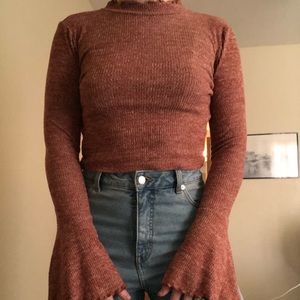 High Neck Bell Bottom Sleeve Top